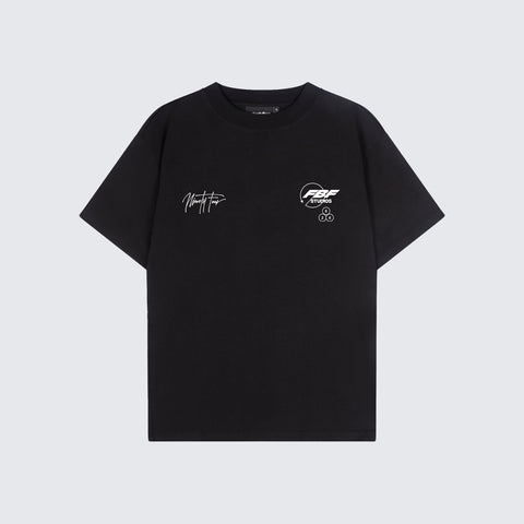 The FBF STUDIOS T-SHIRT, crafted from premium-grade black cotton jersey. Our signature quote, 'Friends Become Family', adorns the back, symbolizing the bonds that unite us.