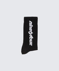 The Ninetyfour DEBUT SOCKS in BLACK, a perfect blend of comfort and style. Crafted from high-quality materials, these socks feature our distinctive white Fundamentals logo.