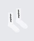 The DEBUT SOCKS in WHITE, a perfect blend of comfort and style. Crafted from high-quality materials, these socks feature our distinctive black Fundamentals logo.